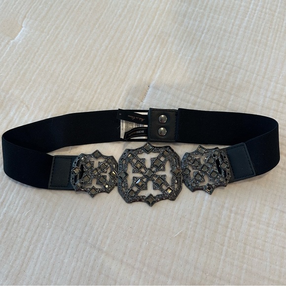 BCBGMAXAZRIA Black Waist belt elastic black crystal - Picture 1 of 3